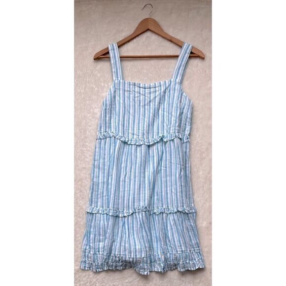 NWT Rails Sandy Dress Linen Blend Striped Ruffle Mini in Laguna Stripe, Small - Picture 12 of 16